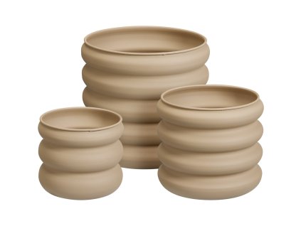 Sada 3 ocelových květináčů - béžová