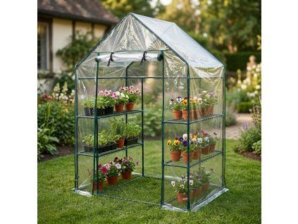 Mini fóliovník s policemi MIVA 143 x 73 x 195 cm