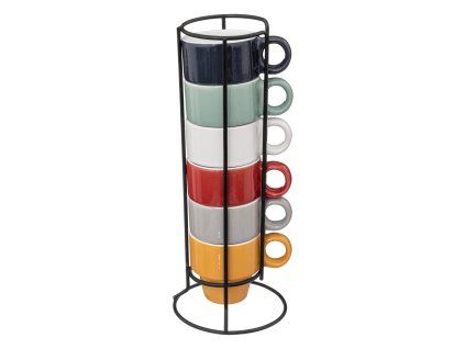 Stojan s 6 šálky COLORAMA, 64 ml