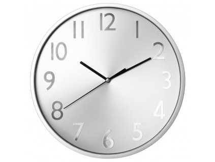 Kulaté hodiny, nástěnné hodiny, stříbrné hodiny, barva stříbrná - O 30 cm