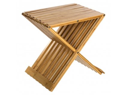 Taburet z přírodního bambusového dřeva, stolička, skládací stolička, opěrka nohou BAMBOU