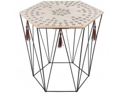 Odkládací stolek v boho stylu s třásněmi, 43 x 40 cm