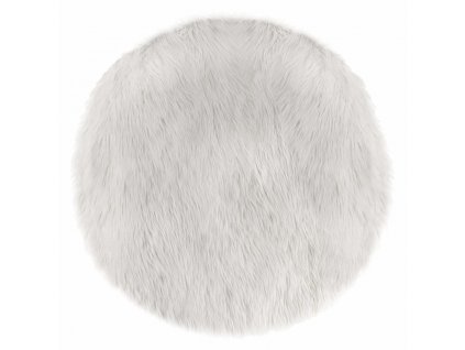 Elegantní bílý kulatý kobereček z umělé kožešiny