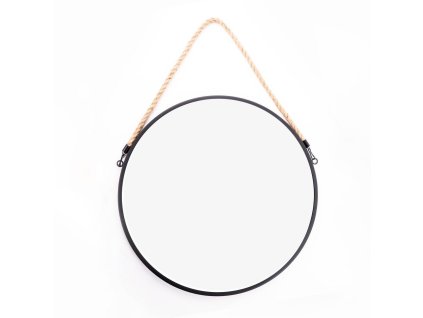 Závěsné zrcadlo v kovovém rámu, průměr 37 cm