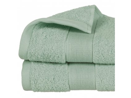 Malý koupelnový ručník ze 100% bavlny s bordurou, měkký ručník v unikátním odstínu celadon