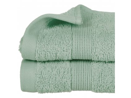 Zelený ručník na ruce s ozdobnou bordurou, měkký koupelnový ručník v módním odstínu celadon