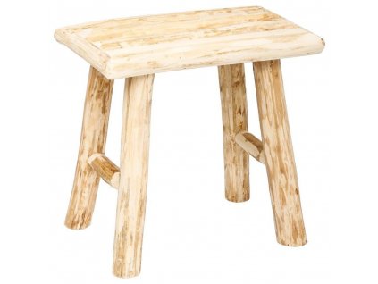 Dřevěná stolička - obdélníková stolička, opěrka nohou, 34 x 24 x 32 cm