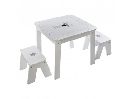 Dřevěný stůl s stoličkami pro děti, 51x57x57, 26x19x36 cm