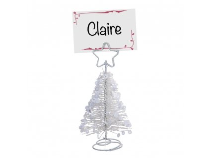 Držák karty ve tvaru vánočního stromku, barva bílá