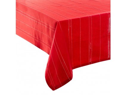 Bavlněný ubrus LUREX, červený se stříbrnou nášivkou, 140 x 240 cm
