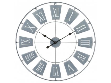Nástěnné hodiny v šedé barvě, kovové, 76 cm