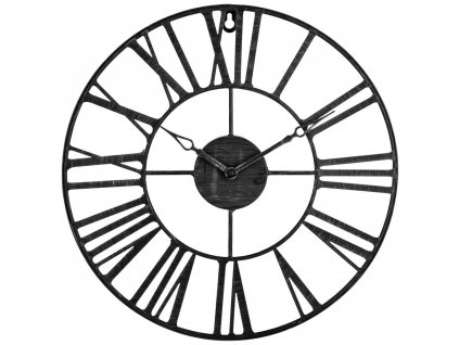 Nástěnné hodiny kovové VINTAGE v černé barvě, 36,5 cm