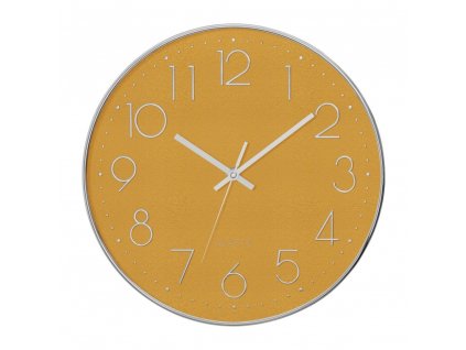 Nástěnné hodiny tiché ložnice s tichým mechanismem, žlutá, O 30 cm