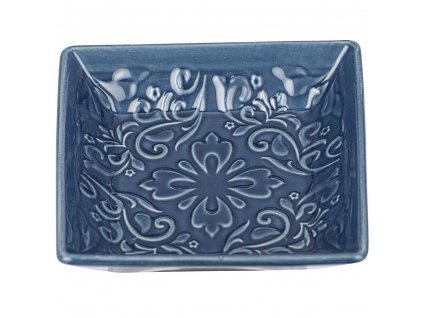 Miska na mýdlo, modrá s rustikálním vzorem, keramická, 10,5 x 10,5 x 2,5 cm, WENKO