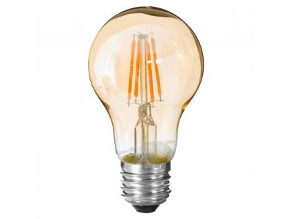 Dekorativní LED žárovka v jantarovém odstínu, energeticky úsporná LED lampa v designovém stylu