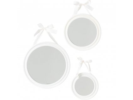 Dekorativní nástěnná zrcadla se stuhou - 3 kusy v sadě, bílá