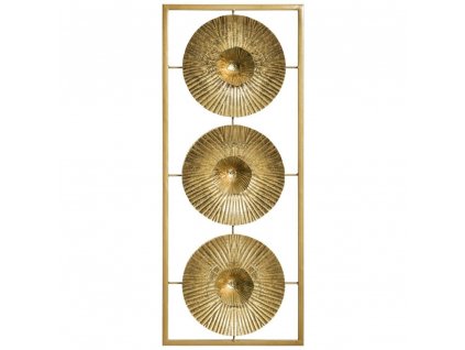 Nástěnná dekorace se slunečním designem v rámu, 25 x 61 cm, zlatá