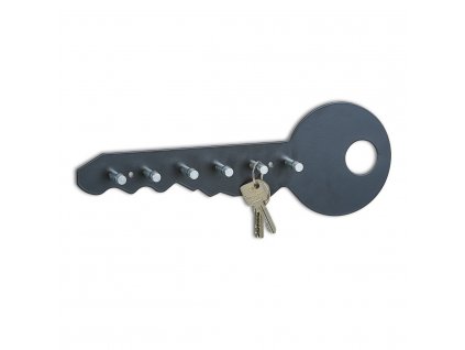 Kvalitní věšák na klíče, 6 háčků, 35x12x4 cm, černá barva, ZELLER