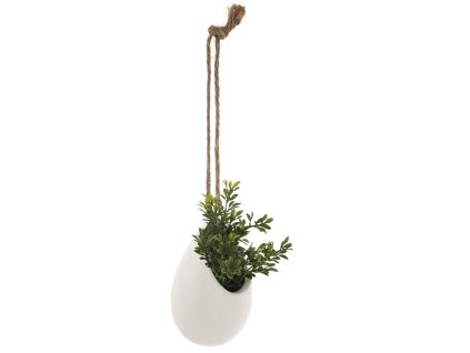 Umělá rostlina v dekorativním hrnci, visící na provázku, 13 cm