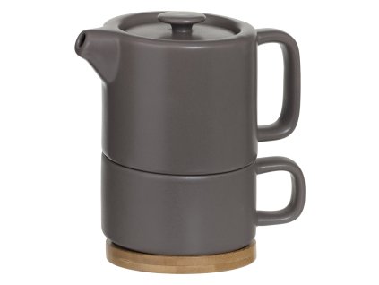 Konvice čajová s šálkem NATURAL, 400 ml, barva šedá