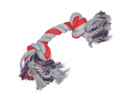 Hračka pro psy, lano s uzlem, 28 cm, šedo-červená