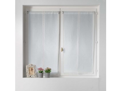 Kuchyňská krátká záclona DENTELLINA, 60 x 160 cm, bílá, 2 ks.