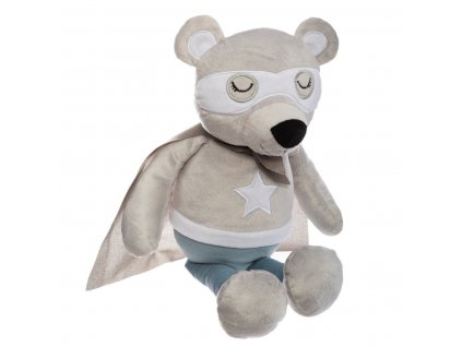 Plyšový medvěd SUPER HERO, 42 cm, šedý