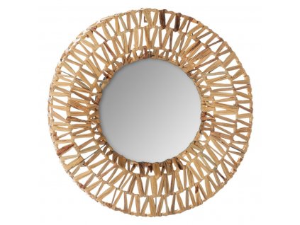Kulaté zrcadlo v dekorativním rámu, O 45 cm, hnědé