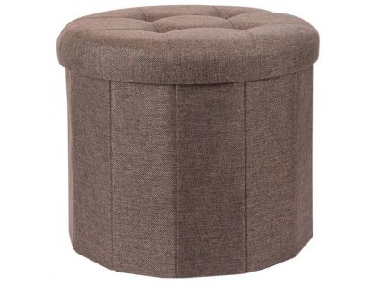 Pouf s prošívaným sedadlem OTTOMAN, O 45 x 39 cm, hnědá