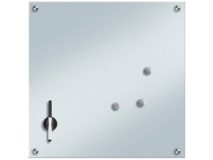 Skleněná magnetická tabule MEMO, bílá barva + 3 magnety, 55x55 cm, ZELLER