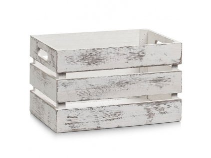 Úložný box VINTAGE, dřevěný, bílá barva, 31x21x19 cm, ZELLER