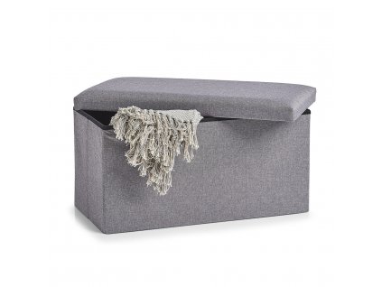 Skládací box, textilní pufa, 2 v 1, barva šedá, ZELLER