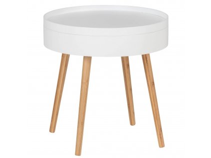 konferenční stolek FINJA, bambus, kulatý, bílá, Wenko