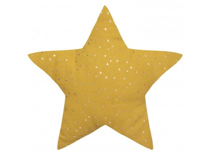 Dekorační polštář ve tvaru hvězdy, žlutý, bavlna, 28 x 45 cm