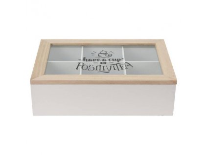 Krabička na čaj, dřevěná, 24 x 17 x 7 cm, bílá
