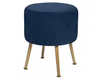 Velurová stolička, taburet SOLARO, O 35 cm, tmavě modrá
