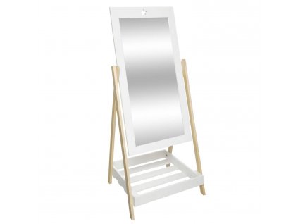 Stojící zrcadlo s policí, bílé, 102 x 46,5 cm