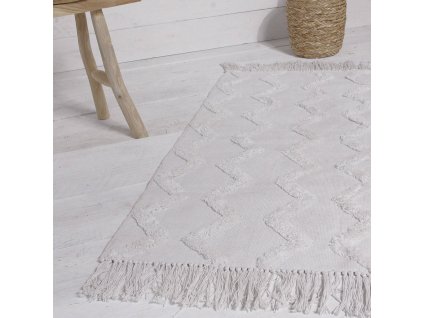 Bílý koberec SLOW LIFE, 60 x 120 cm, bavlna