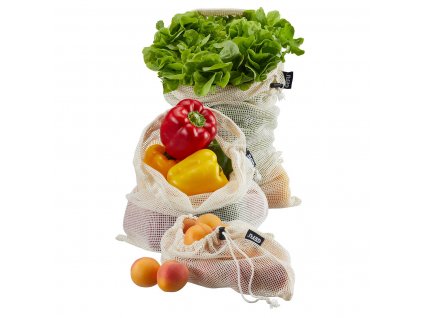 Síťový sáček na ovoce a zeleninu AWARE, 3 ks v různých rozměrech