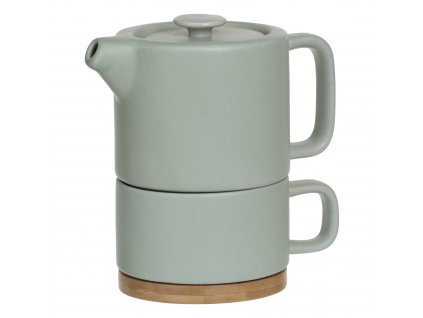 Konvička na čaj se šálkem NATURE, 400+250 ml, barva máty
