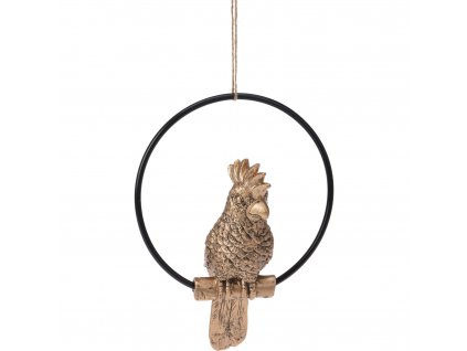 Dekorační figurka papoušek v kruhu, výška 22,1 cm