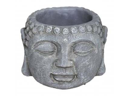 Květináč Buddha, O 11,5 cm, cement, šedý