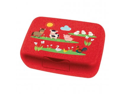 Svačinový box pro děti CANDY L FARM, organic, červená barva, KOZIOL