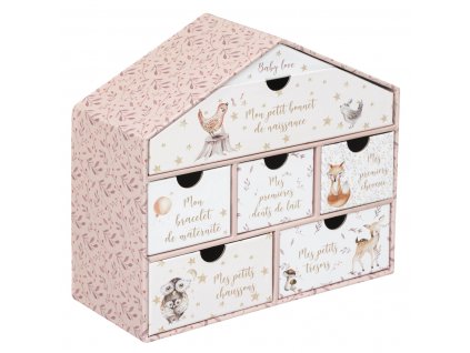 Krabička vzpomínek MEMORY BOX, domeček, 20,3 x 9 x 19 cm, růžová