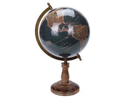 Dekorativní globus na stůl tmavý s podstavcem dřevěný, průměr 38 cm