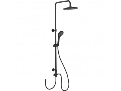 Sprchový sloup s dešťovou sprchou a ruční sprchou, černá, 120 cm, WENKO
