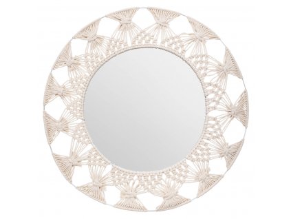 Kulaté zrcadlo PALM v rámu makramé, O 56 cm