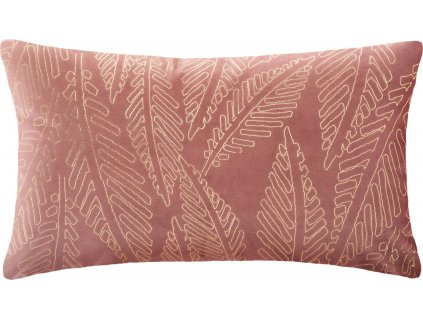 Dekorační polštář, obdélníkový s motivem palmových listů, 30 x 50 cm, růžový