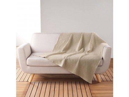 Přehoz na sedačku GAUFRETTE, bavlna, 125 x 150 cm, béžový