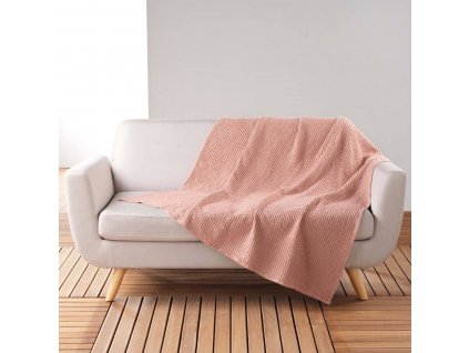Přehoz na sedačku GAUFRETTE, bavlna, 125 x 150 cm, růžový